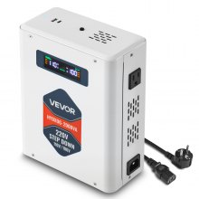 VEVOR Convertidor Reductor de Voltaje de 2000 VA, de 220 V a 110 V, de Alta Resistencia, con 2 Tomas de Corriente Estadounidenses, Salida USB, Pantalla LCD, Protección de Temperatura, Blanco