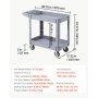 VEVOR Carro de Servicio Capacidad de 250 kg 2 Niveles Estantes de PP, Carro de Almacenamiento de Herramientas con Ruedas, Bandeja, Bloqueo, Carrito Utilitario para Patio, Garaje, Almacén y Oficina
