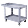 VEVOR Utility Cart, 250 kg Capacity, 2 Tier Service Cart with 360° Swivel & Fixed Wheels (2 with Brakes), Heavy Duty Plastic Rolling with Storage Tray, Tool Storage for Garage Warehouse Workshop, Gray