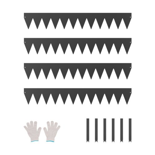 VEVOR Borde de Acero Galvanizado para Paisajismo, 1016 x 152,4 x 1,5 mm, 4 Piezas de Borde de Metal Resistente a la Oxidación, Divisor de Camino de Jardín para Parterres de Flores, Césped, Negro