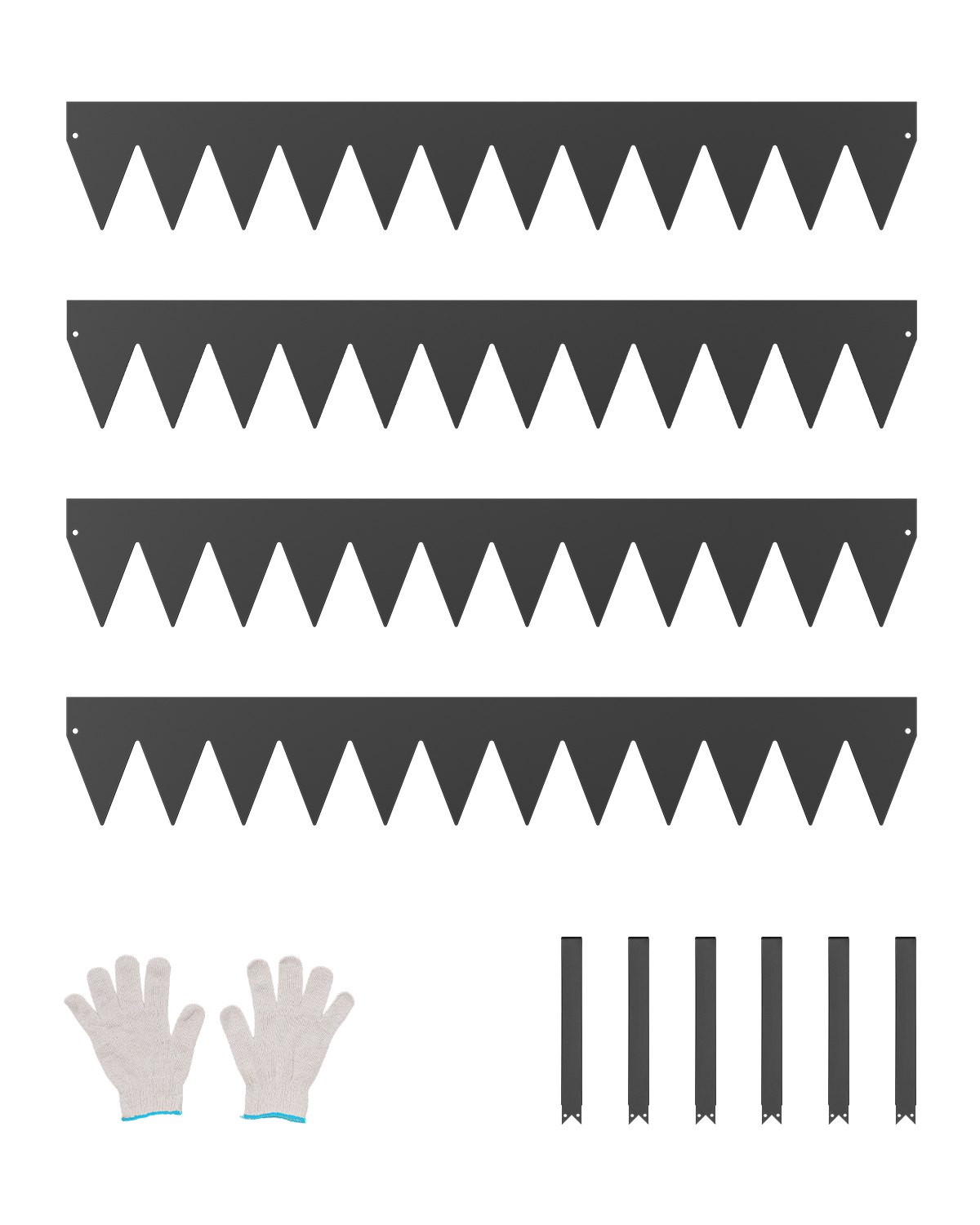 VEVOR Borde de Acero Galvanizado para Paisajismo, 1016 x 152,4 x 1,5 mm, 4 Piezas de Borde de Metal Resistente a la Oxidación, Divisor de Camino de Jardín para Parterres de Flores, Césped, Negro