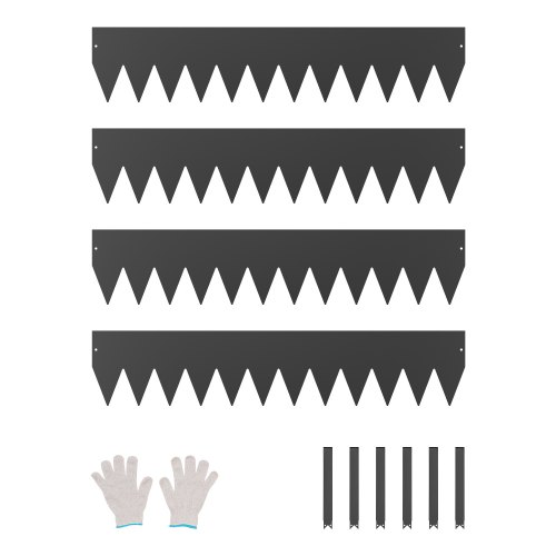 VEVOR Borde de Acero Galvanizado para Paisajismo, 1016 x 203 x 1,5 mm, 4 Piezas de Borde de Metal Resistente a la Oxidación, Divisor de Camino de Jardín para Parterres de Flores, Césped, Negro