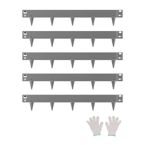 VEVOR Borde de Acero Galvanizado para Paisajismo, 990x156x1,5 mm, 5 Piezas de Borde de Metal Resistente a la Oxidación con Dientes Afilados, Divisor de Camino para Parterres de Flores, Gris Oscuro