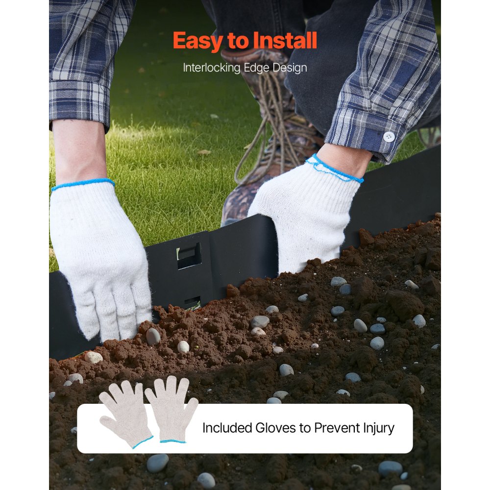 VEVOR Lawn Edging, Set of 5, 990x181x1.5 mm, Rust-Resistant Metal Bed Edging, Flower Bed Border, Lawn Edging, Easy to Install, Divider for Flower Beds, Yard Paths