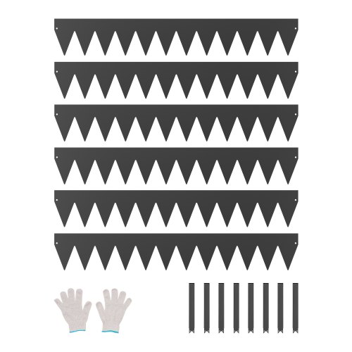 VEVOR Borde de Acero Galvanizado para Paisajismo, 1016 x 152,4 x 1,5 mm, 6 Piezas de Borde de Metal Resistente a la Oxidación, Divisor de Camino de Jardín para Parterres de Flores, Césped, Negro