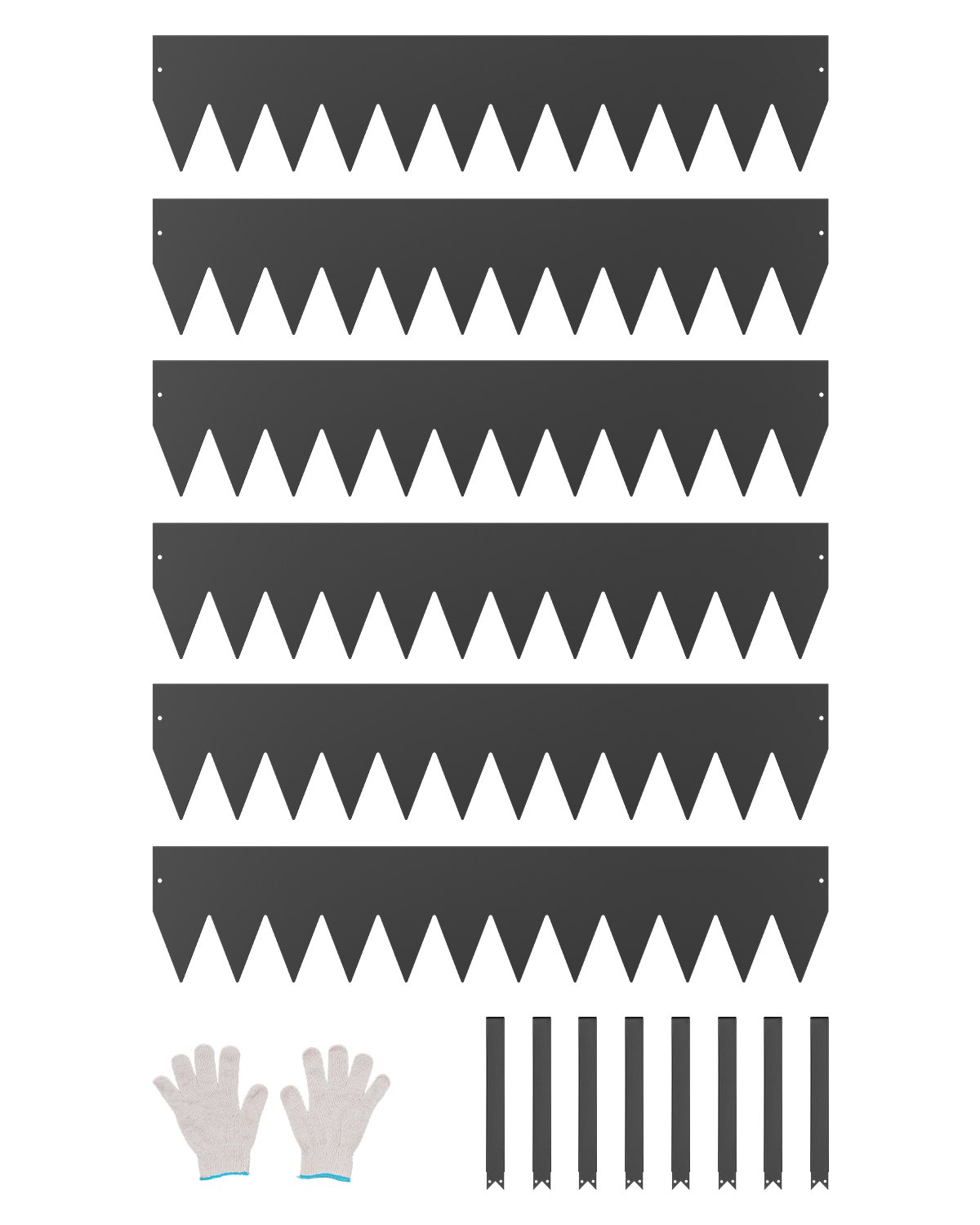 VEVOR Borde de Acero Galvanizado para Paisajismo, 1016 x 203 x 1,5 mm, 6 Piezas de Borde de Metal Resistente a la Oxidación, Divisor de Camino de Jardín para Parterres de Flores, Césped, Negro