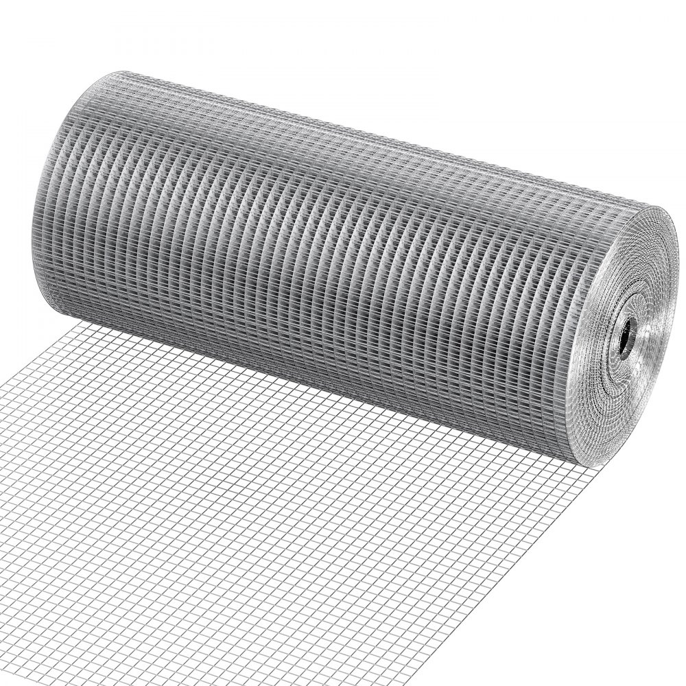 VEVOR Malla Metálica 61 cm x 30,48 m Malla de Alambre Fina Diámetro 1,0 mm, Rollo de Rejilla de Acero Galvanizado para Gallinero Conejero Jardín, 12,7 x 12,7 mm, Prevención contra Ratones Roedores