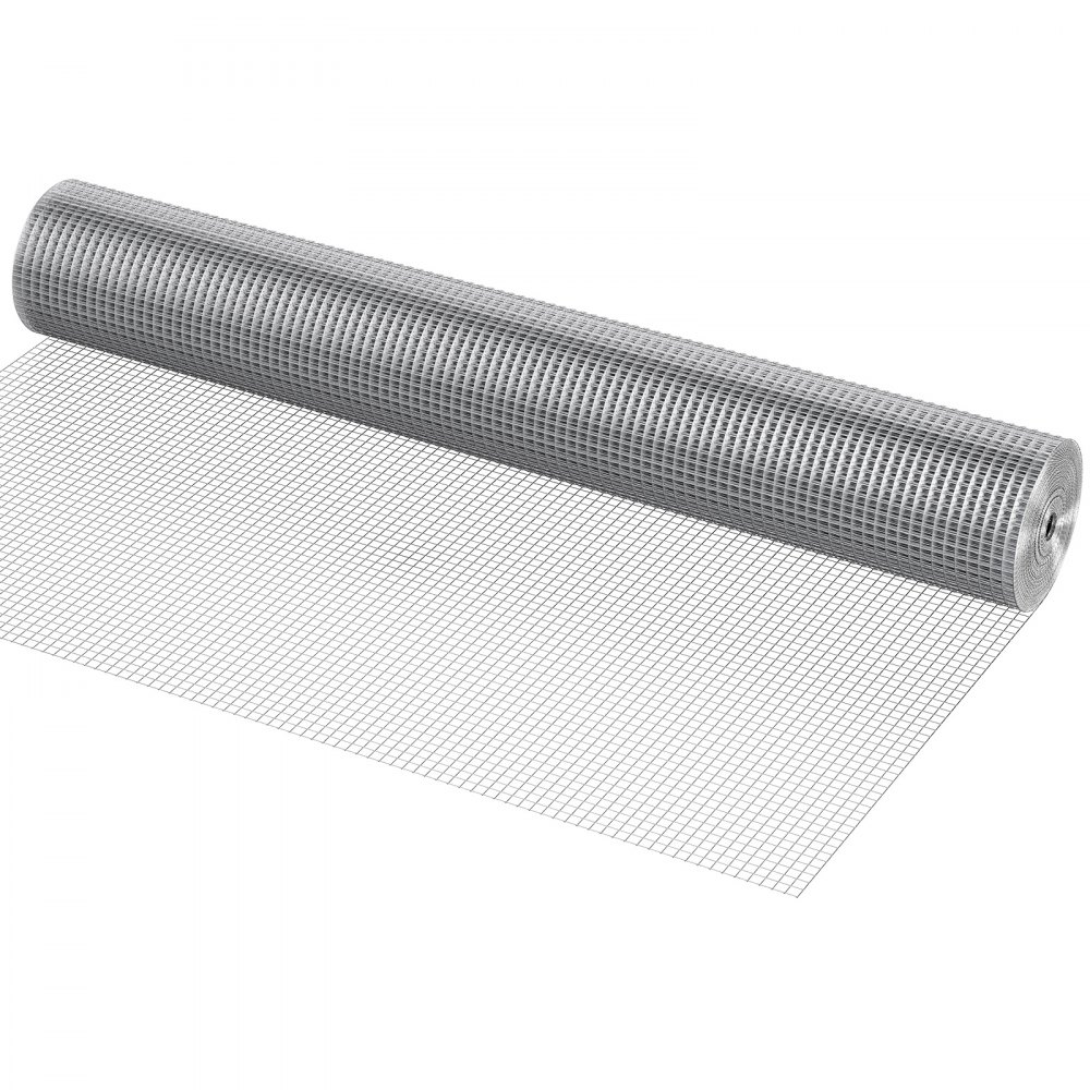 VEVOR Malla Metálica 1,22 x 15,24 m Malla de Alambre Fina Diámetro 1,0 mm, Red de Protección para Gallinero Jardín de Plantas, 12,7 x 12,7 mm, Rollo de Rejilla de Acero Galvanizado contra Roedores
