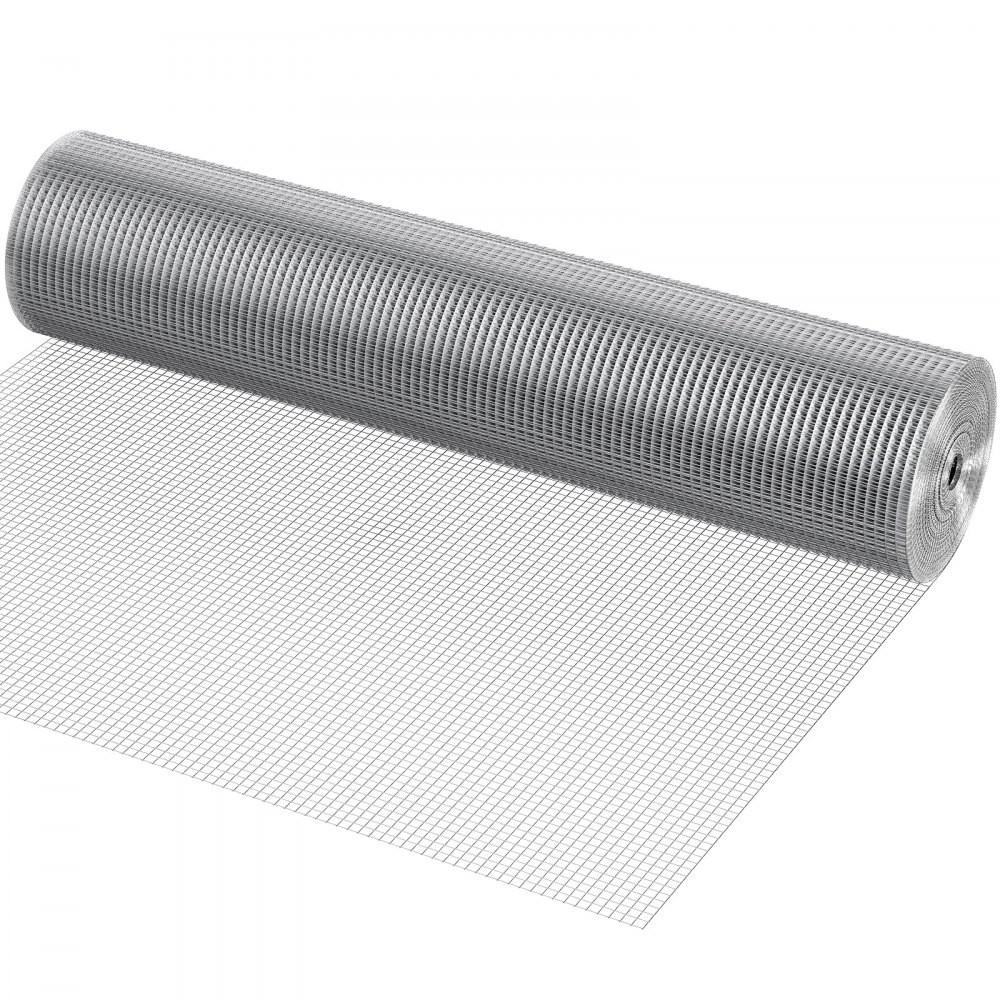 VEVOR Malla de Alambre Soldada 1220mm x 30,48m Rollo de Malla de Alambre Galvanizado en Caliente 12,7x12,7 mm Valla de Alambre de Gallinero Calibre 19 para Jaulas de Conejos, Jardín, Roedores Pequeños