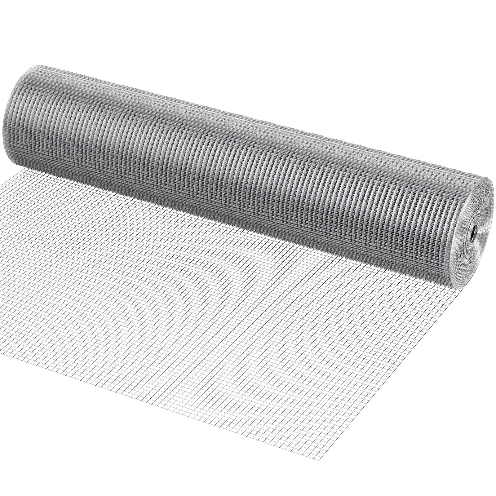 VEVOR Malla de Alambre Soldada 1220mm x 30,48m Rollo de Malla de Alambre Galvanizado en Caliente 12,7x12,7 mm Valla de Alambre de Gallinero Calibre 19 para Jaulas de Conejos, Jardín, Roedores Pequeños