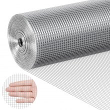 VEVOR Malla de Alambre Soldada 1220mm x 15,24m Rollo de Malla de Alambre Galvanizado en Caliente 6,35x6,35 mm Valla de Alambre de Gallinero Calibre 23 para Jaulas de Conejos, Jardín, Roedores Pequeños