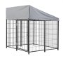 VEVOR Perrera de Exterior, 1,12 x 1,15 x 1,25 m, Parque para Perros con Cerradura y Toldo, Anti-UV Impermeable, Marco Metálico, Caseta de Malla para Perros Medianos en Patio Jardín Terraza, Negro