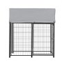 VEVOR Perrera de Exterior, 1,12 x 1,15 x 1,25 m, Parque para Perros con Cerradura y Toldo, Anti-UV Impermeable, Marco Metálico, Caseta de Malla para Perros Medianos en Patio Jardín Terraza, Negro