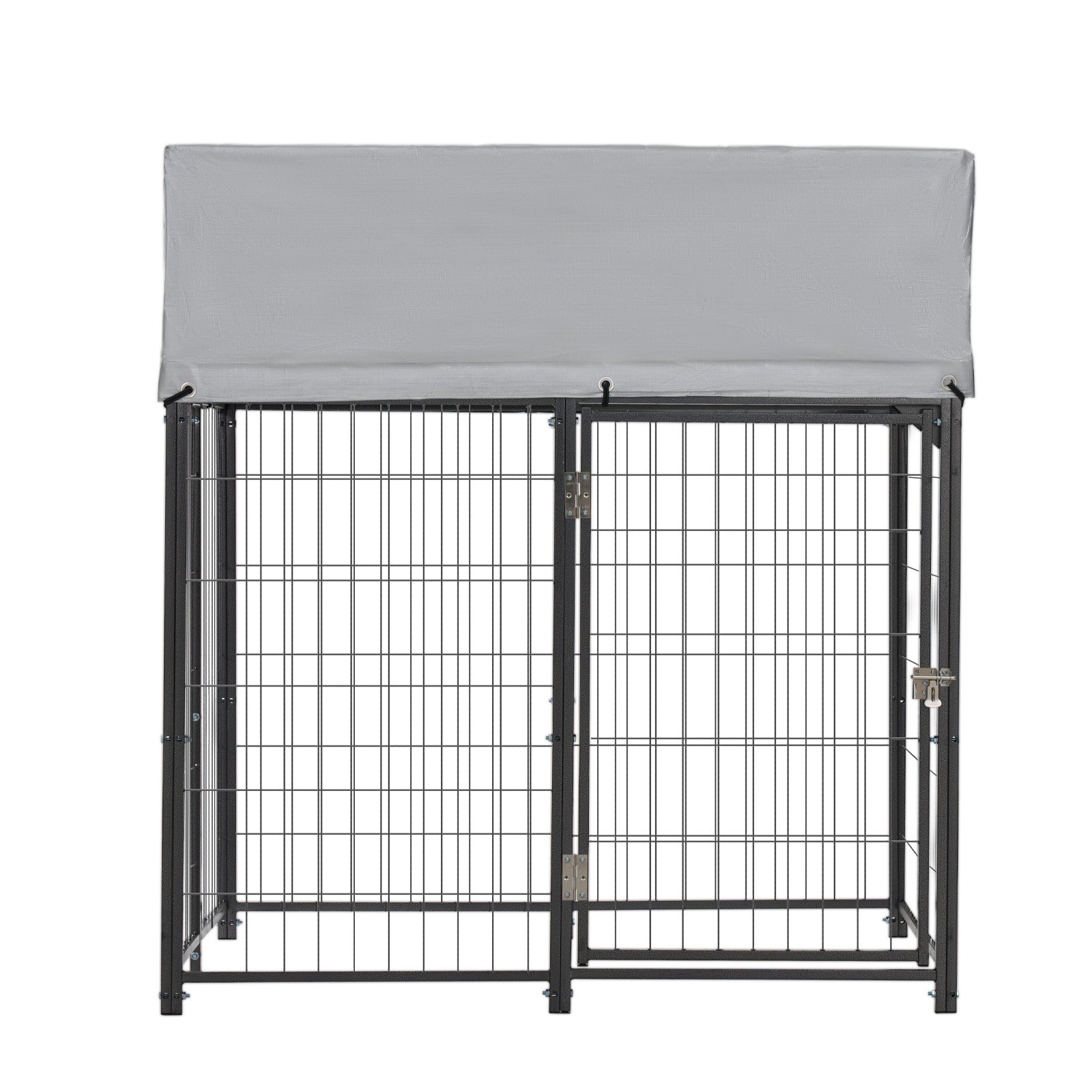 VEVOR Perrera de Exterior, 1,12 x 1,15 x 1,25 m, Parque para Perros con Cerradura y Toldo, Anti-UV Impermeable, Marco Metálico, Caseta de Malla para Perros Medianos en Patio Jardín Terraza, Negro