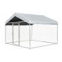 VEVOR Perrera de Exterior, 2 x 2 x 1,6 m, Parque para Perros con Puerta de Pestillo Toldo Impermeable, Marco de Metal Galvanizado, Caseta de Valla para Perros Grandes en Patio Jardín Terraza, Plateado