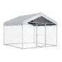 VEVOR Perrera de Exterior, 2 x 2 x 1,6 m, Parque para Perros con Puerta de Pestillo Toldo Impermeable, Marco de Metal Galvanizado, Caseta de Valla para Perros Grandes en Patio Jardín Terraza, Plateado
