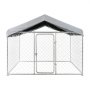 VEVOR Perrera de Exterior, 2 x 2 x 1,6 m, Parque para Perros con Puerta de Pestillo Toldo Impermeable, Marco de Metal Galvanizado, Caseta de Valla para Perros Grandes en Patio Jardín Terraza, Plateado