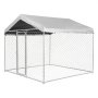 VEVOR Outdoor Dog Kennel, 2.3 x 2.3 x 2.15 m Large Dog Kennel with Secure Lock, Outside Dogs Enclosures with UV-Resistant & Waterproof Roof Cover, Heavy Duty Pet Crate Cage Run for Large Dogs