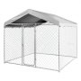 VEVOR Outdoor Dog Kennel, 2.3 x 2.3 x 2.15 m Large Dog Kennel with Secure Lock, Outside Dogs Enclosures with UV-Resistant & Waterproof Roof Cover, Heavy Duty Pet Crate Cage Run for Large Dogs