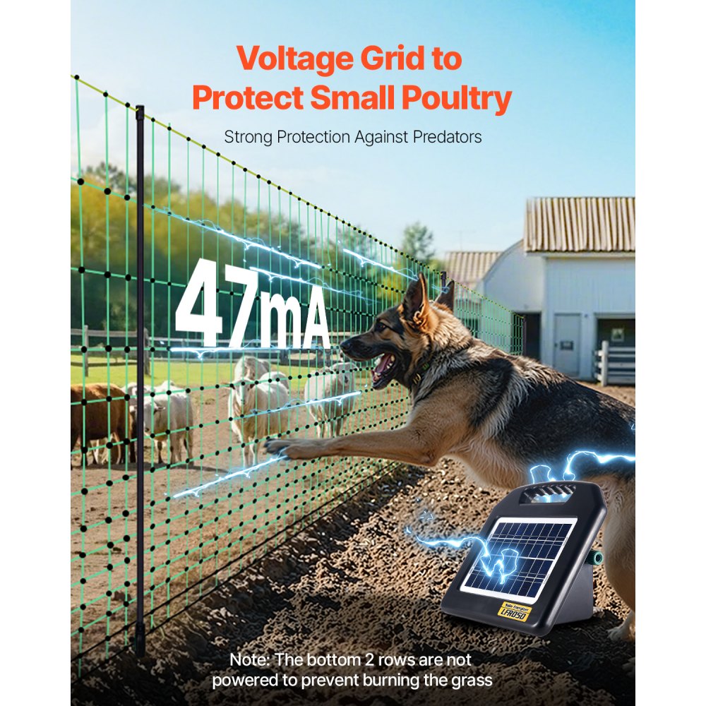 VEVOR Kit de red para cerca eléctrica cerca de red de PE de 0,88 x 49,98 m con postes de estaca de doble púa malla utilitaria portátil para cabras, ovejas, corderos, ciervos, cerdos, perros, granjas