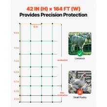 VEVOR Kit de red para cerca eléctrica cerca de red de PE 1,06 x 49,98 m con postes de estaca de doble púa malla utilitaria portátil para cabras, ovejas, corderos, ciervos, cerdos, perros, granjas