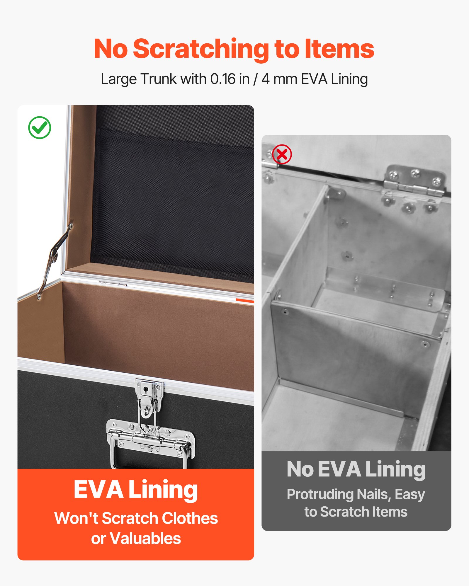 VEVOR Cajas de Transporte y Almacenamiento 2 Piezas, Pequeña de 600 x 350 x 240 mm, Grande de 763 x 392 x 312 mm con Ruedas, Caja de Madera con Cerradura Asas de Metal, para Viajes Equipo, Color Negro