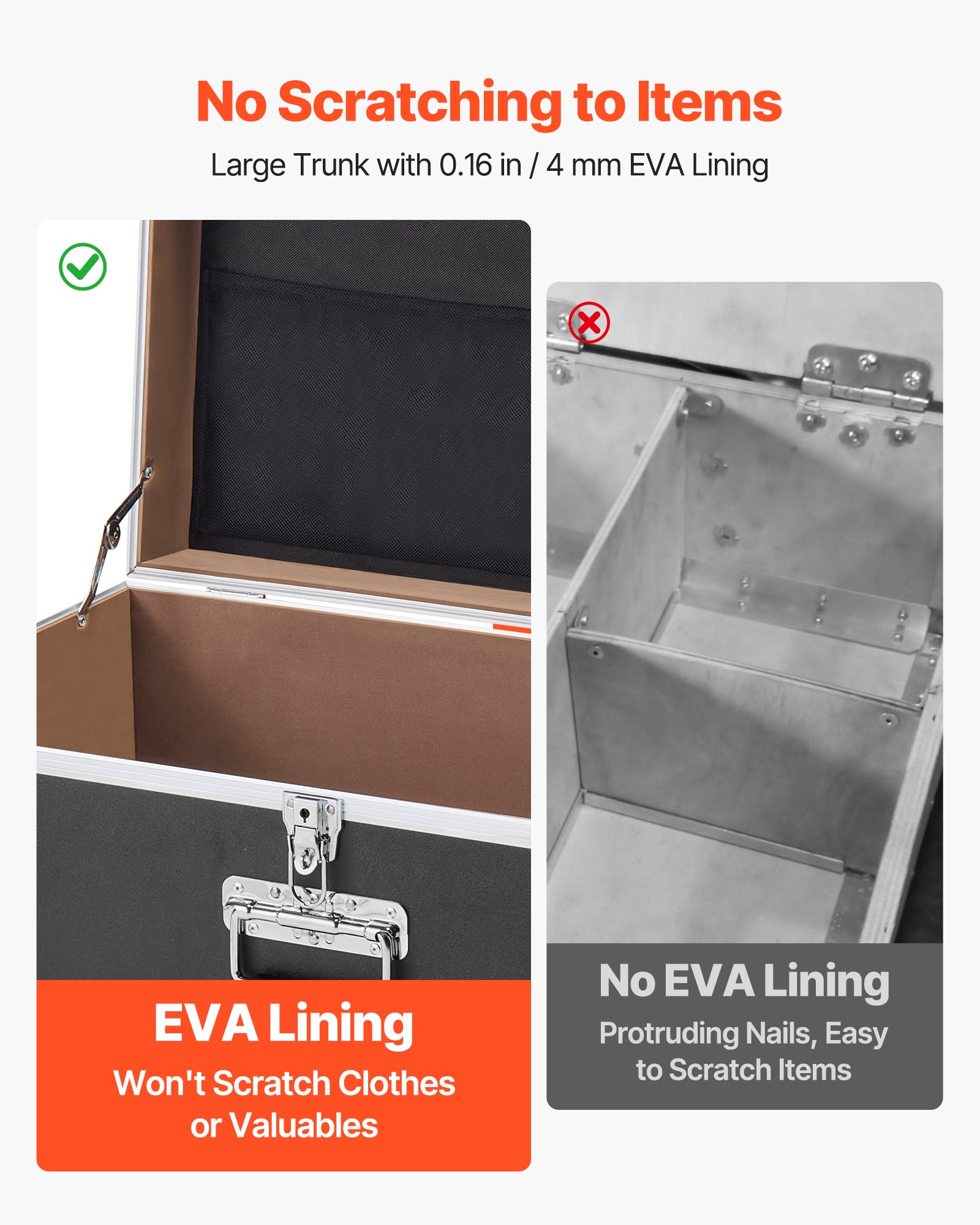 VEVOR Cajas de Transporte y Almacenamiento, Juego de 2 Piezas, Grande de 816 x 452 x 460 mm, Pequeña de 600 x 350 x 242 mm, Maletín de Madera con Cerradura Asas Metálicas, para Viajes Equipo, Negro