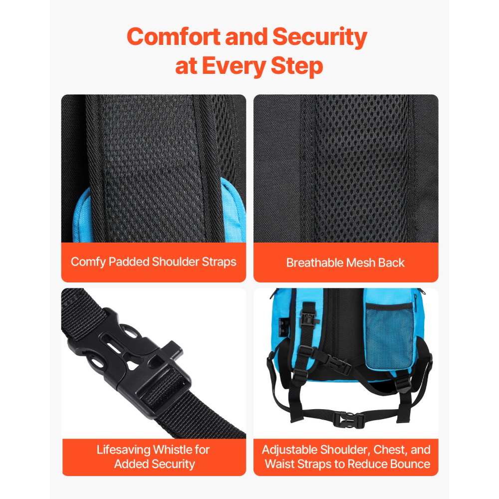 VEVOR Mochila de Hidratación Aislada de 25 L con Vejiga de Agua de TPU de 2 L, Mochilas de Senderismo para Ciclismo Correr Viaje Escalada Azul, Conveniente, para Hombres y Mujeres, 480 x 280 x 190 mm