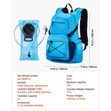 VEVOR Mochila de Hidratación para Correr 2 L Senderismo Azul 480 x 280 x 190 mm