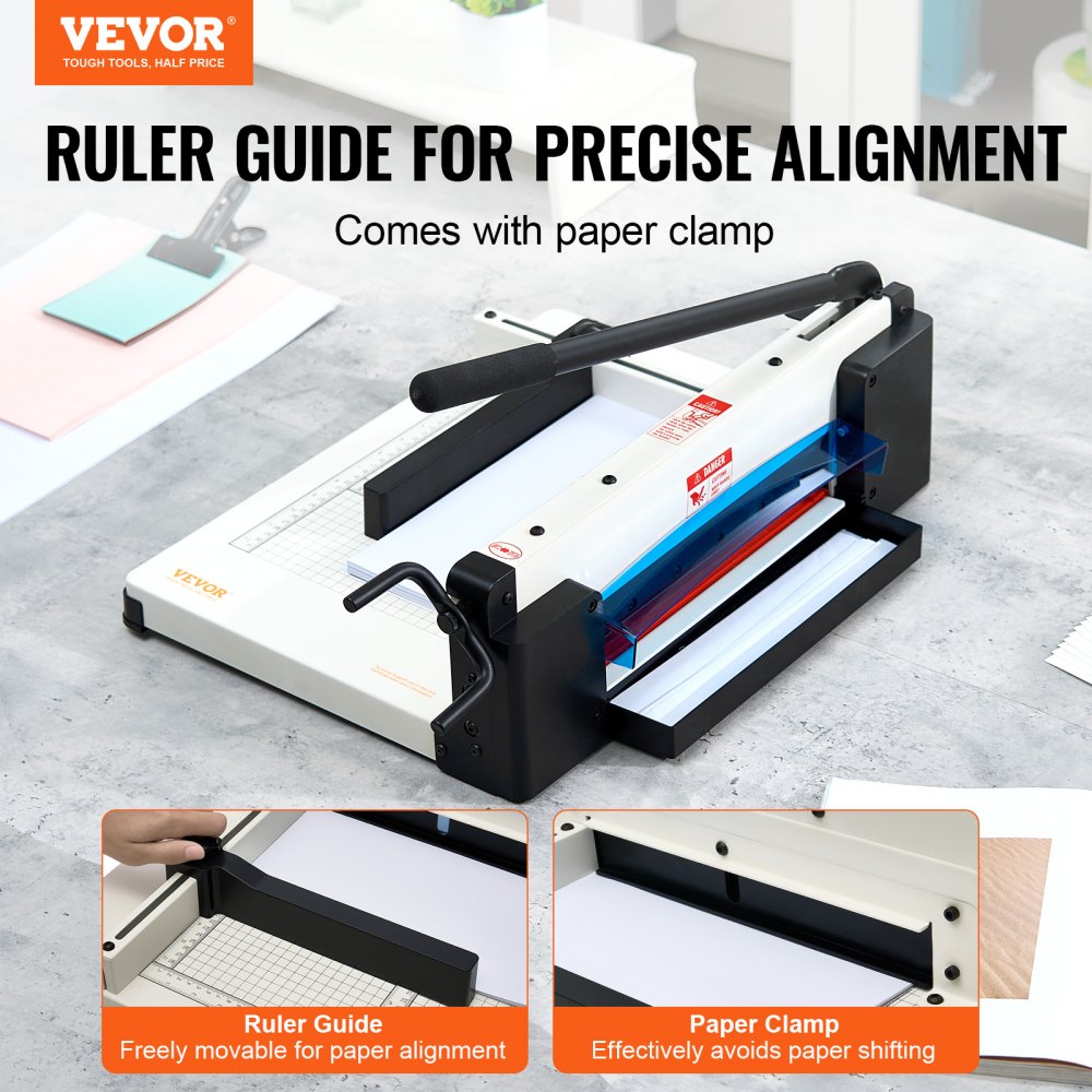 VEVOR Cortadora de Papel de Alta Resistencia Cortadora de Papel Industrial y Comercial de 304,8 mm para Papel A4, Capacidad para 400 Hojas Cortadora de Papel Apilado para Oficina, Escuela, Blanco