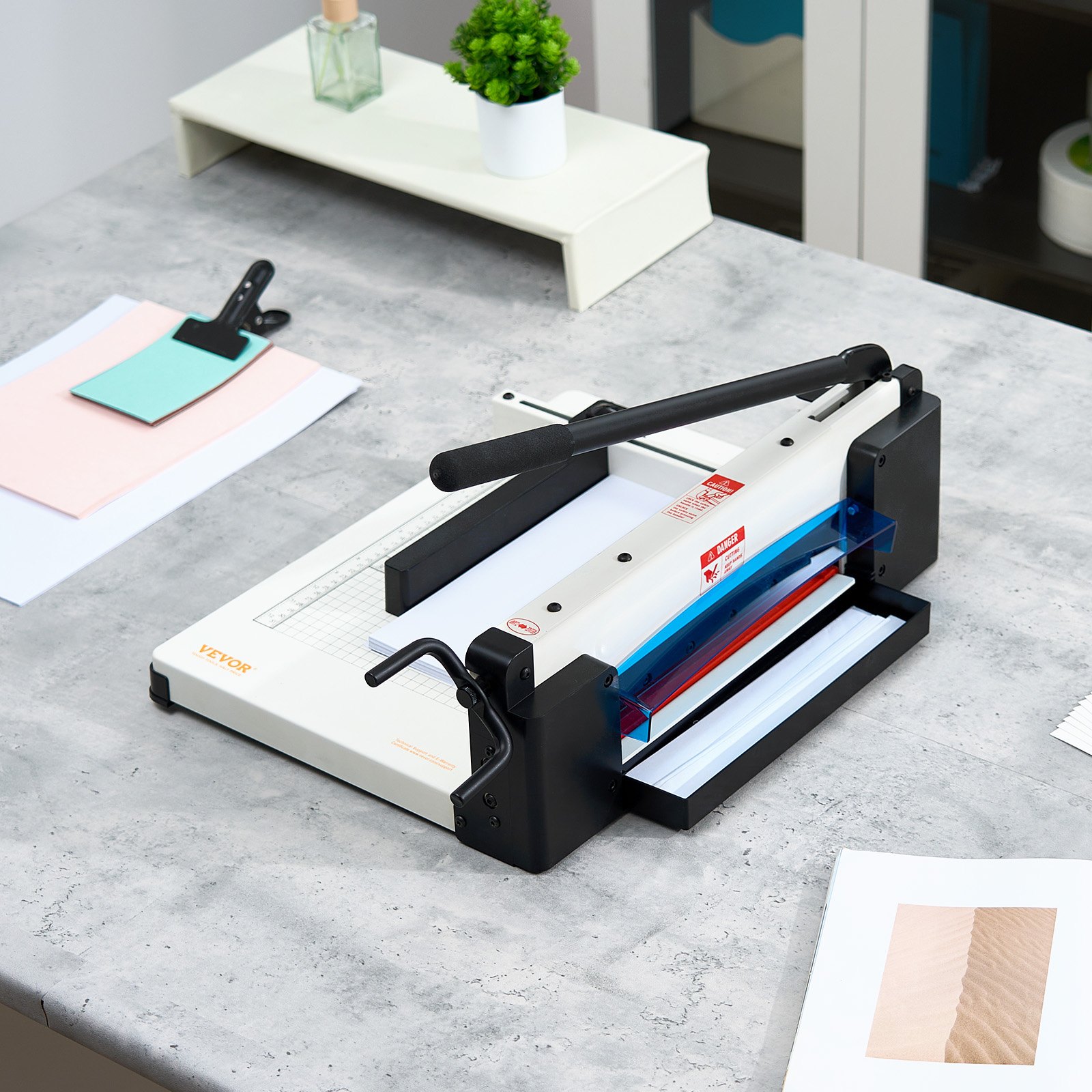 VEVOR Cortadora de Papel de Alta Resistencia Cortadora de Papel Industrial y Comercial de 304,8 mm para Papel A4, Capacidad para 400 Hojas Cortadora de Papel Apilado para Oficina, Escuela, Blanco