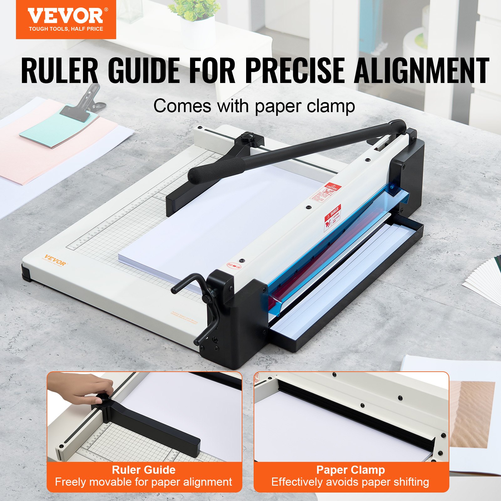 VEVOR Cortadora de Papel de Alta Resistencia Cortadora de Papel Industrial y Comercial de 431,8 mm para Papel A3, Capacidad para 400 Hojas Cortadora de Papel Apilado para Oficina, Escuela, Blanco