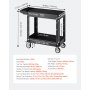 VEVOR Carro Multiusos, Carro Multifuncional de Plástico Resistente de 2 Estantes 1015 x 450 x 850 mm con Ruedas Giratorias de 360° (2 con Frenos), Carga de 250 kg, para Almacén, Garaje, Negro