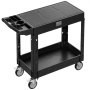 VEVOR Carro Multiusos, Carro Multifuncional de Plástico Resistente de 2 Estantes 1015 x 450 x 850 mm con Ruedas Giratorias de 360° (2 con Frenos), Carga de 250 kg, para Almacén, Garaje, Negro