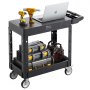 VEVOR Carro Multiusos, Carro Multifuncional de Plástico Resistente de 2 Estantes 1015 x 450 x 850 mm con Ruedas Giratorias de 360° (2 con Frenos), Carga de 250 kg, para Almacén, Garaje, Negro