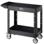 VEVOR Carro Multiusos, Carro Multifuncional de Plástico Resistente de 2 Estantes 1015 x 450 x 850 mm con Ruedas Giratorias de 360° (2 con Frenos), Carga de 250 kg, para Almacén, Garaje, Negro
