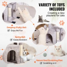VEVOR Torre Interior Árbol para Gatos 80 cm con Hamaca Casita, Gris Claro