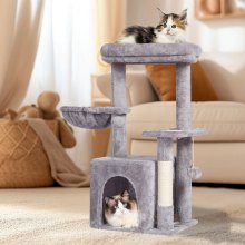 VEVOR Torre Interior Árbol para Gatos 80 cm con Hamaca Casita, Gris Claro