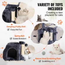 VEVOR Torre Interior Árbol para Gatos 80 cm con Hamaca Casita, Gris Oscuro