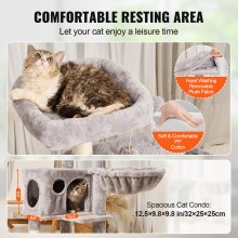 VEVOR Torre Interior Árbol para Gatos 115 cm con Hamaca Casita, Gris Claro