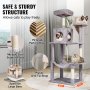 VEVOR Torre Interior Árbol para Gatos 143 cm con Hamaca Casita, Gris Claro