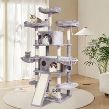 VEVOR Árbol para Gatos 174 cm Torre Interior para Gatos con Rascador y Casitas