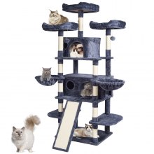 VEVOR Torre Interior Árbol para Gatos 174 cm con Rascador 2 Casitas, Gris Oscuro