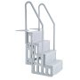 VEVOR Escalera para Piscina, 4 Escalones con Pasamanos Dobles y Escalones Antideslizantes, Carga 181,4 kg, para Piscinas Enterradas y Elevadas con Superficie de Cubierta, Gris, 874 x 808 x 1985 mm