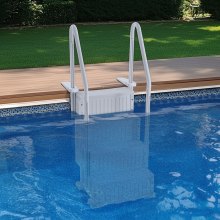 VEVOR Escalera para Piscina de 4 Escalones Gris 2 Pasamanos 874 x 808 x 1985 mm