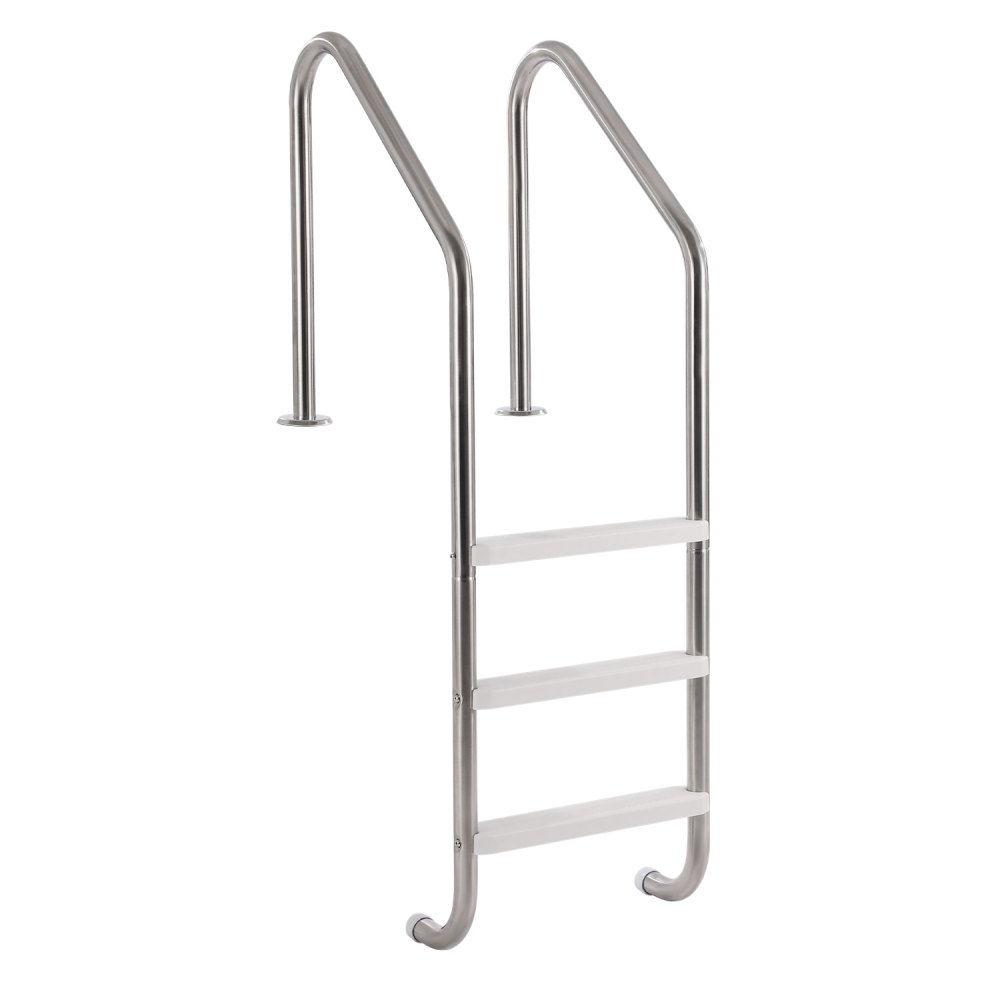 VEVOR Escalera para Piscina, 3 Escalones con Pasamanos Dobles y Escalones Resistentes Antideslizantes, Carga de Acero Inoxidable de 120 kg, Interiores y Exteriores, 655 x 600 x 1580 mm, Plata