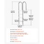 VEVOR Escalera para Piscina, 4 Escalones con Pasamanos Dobles y Escalones, Acero Inoxidable, Carga de 120 kg, para Piscinas Enterradas con Plataforma Montada, 600 x 445 x 1825 mm, Plata + Blanco