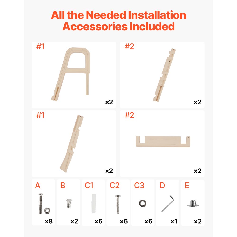 VEVOR Safety Ladder, Inclined 5-Step Staircase with Double Handrail, Pool Ladder, Load Capacity 136 kg, for 122-137 cm In-Ground & Above-Ground Pools on Any Deck Surface Indoors & Outdoors