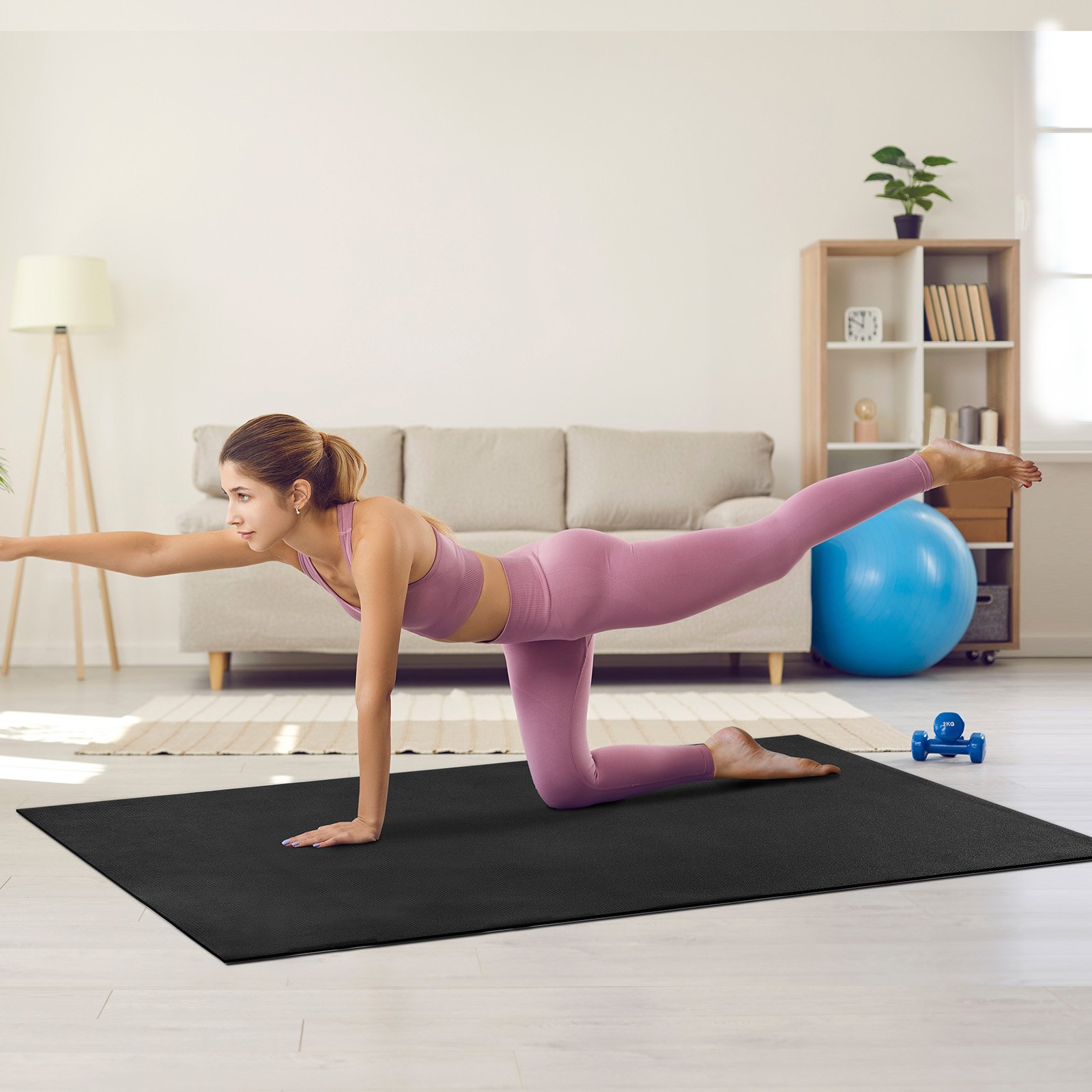 VEVOR Esterilla de Yoga Antideslizante de Alta Densidad para Hombres y Mujeres Estera de Fitness y Ejercicio con Bolsa y Correa de Transporte para Yoga en Casa, Pilates y Entrenamiento, 2120x1530 mm
