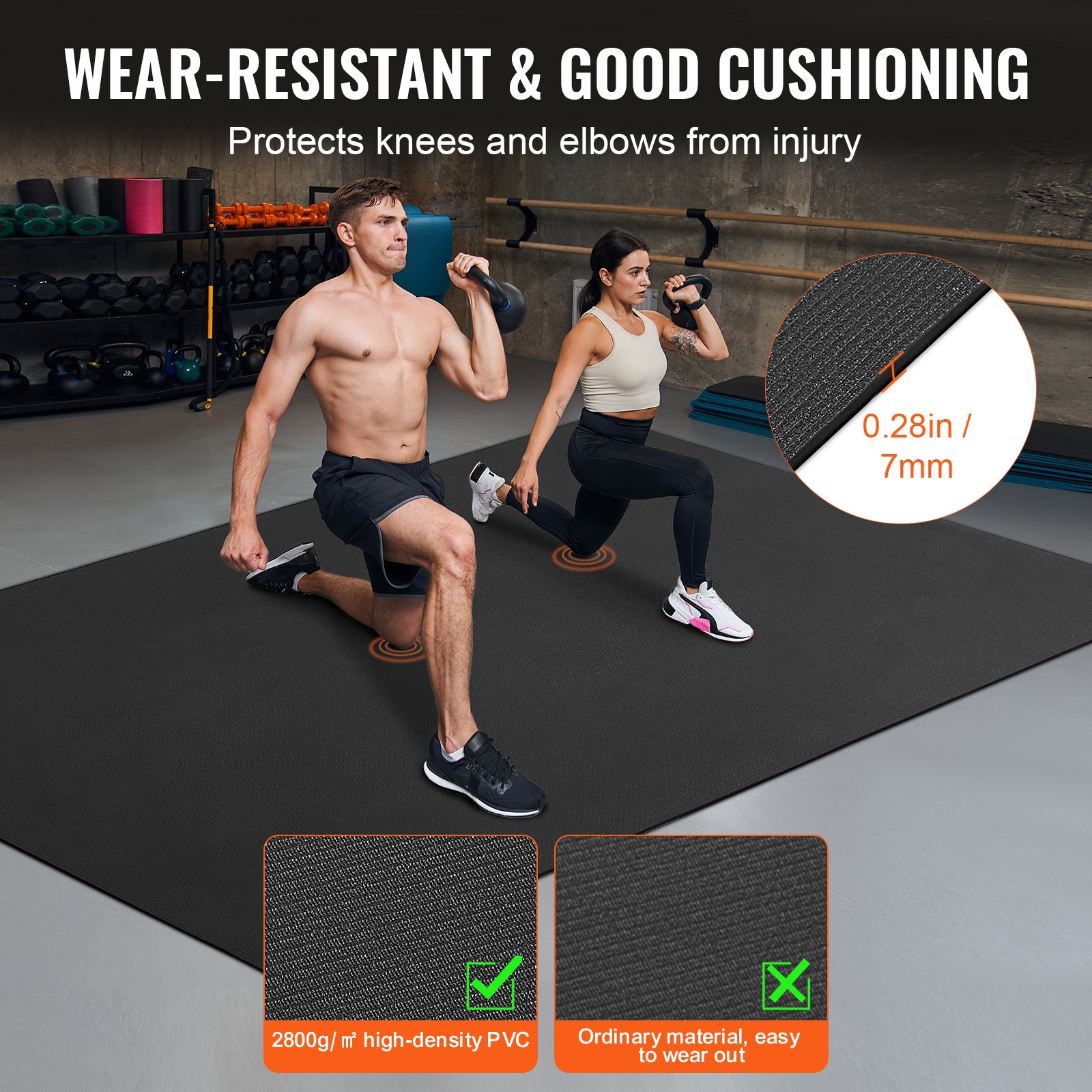 VEVOR Esterilla de Yoga Antideslizante de Alta Densidad para Hombres y Mujeres Estera de Fitness y Ejercicio con Bolsa y Correa de Transporte para Yoga en Casa, Pilates y Entrenamiento, 2750x1830 mm